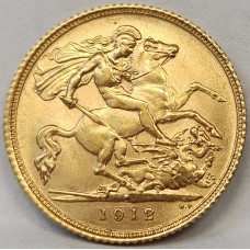 AUSTRALIA 1912 . HALF 1/2 SOVEREIGN . SYDNEY . GOLD